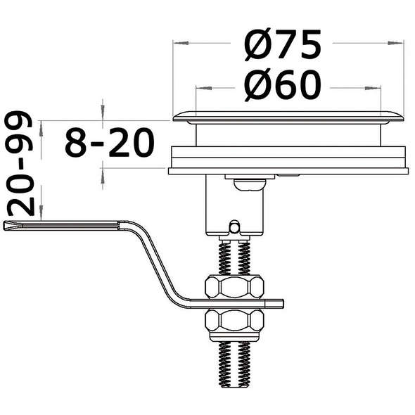 Alzapagliolo inox Cam Latch - 75 mm