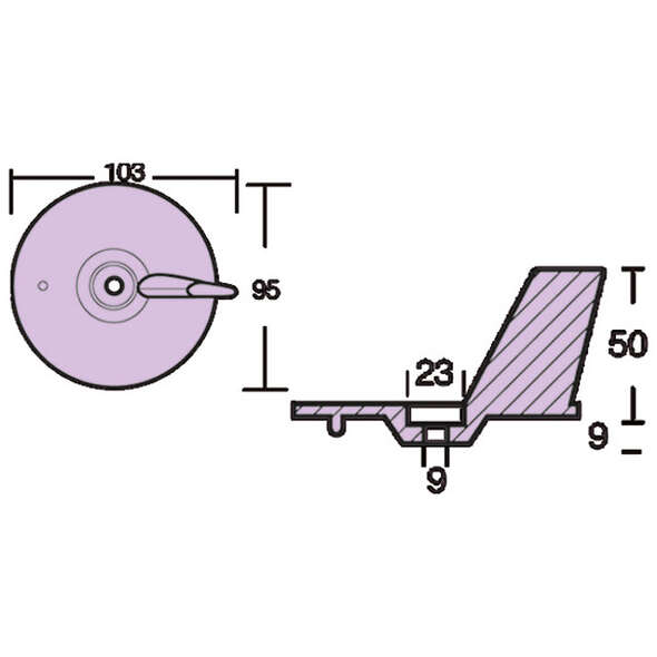 Anodo a pinna per Honda - 103 mm