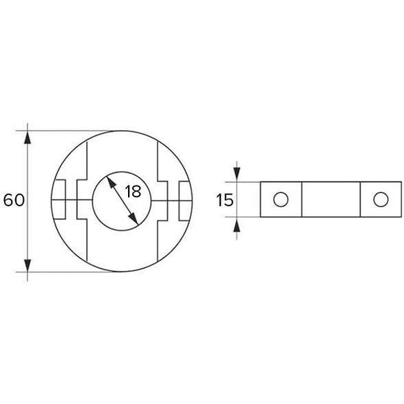 Anodo anulare per assi D. 60/18 mm.