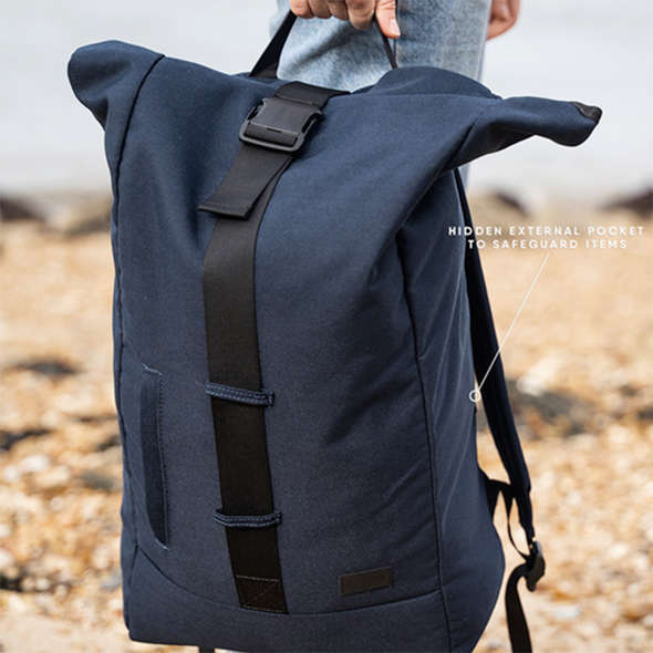 Borsa Musto in tela con chiusura arrotolabile - Navy