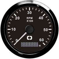 Contagiri 0-6000 RPM - Nero/Lunetta Nera