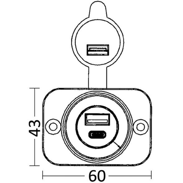 Doppia presa USB e Type A impermeabile