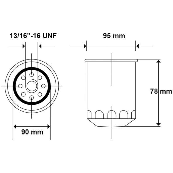 Filtro olio fuoribordo Tfilter 95x78h mm