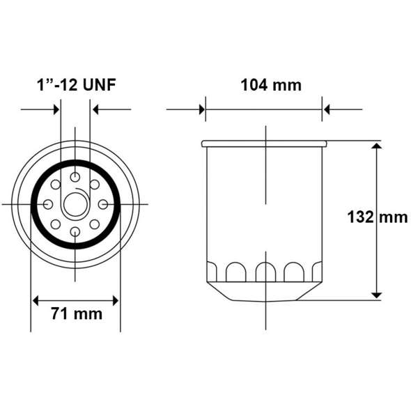 Filtro olio Volvo Penta diesel Tfilter 104x132h mm