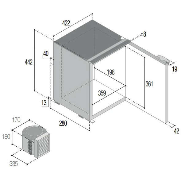 Frigorifero Vitrifrigo C25L Airlock - Grigio Chiaro