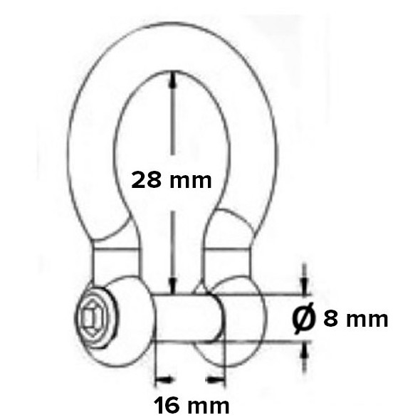 Grillo a cetra inox con perno incassato 8 mm