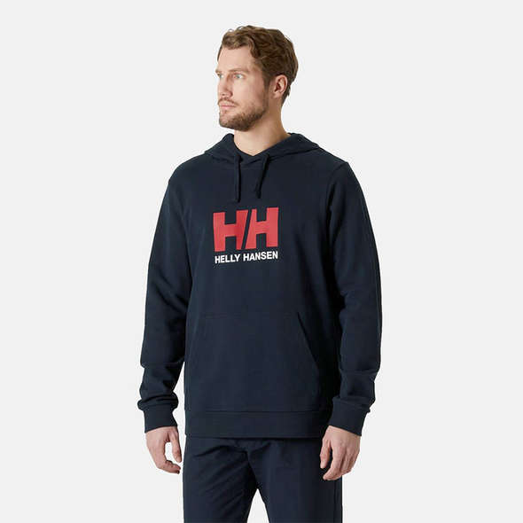 Helly Hansen Felpa Logo con Cappuccio - Navy