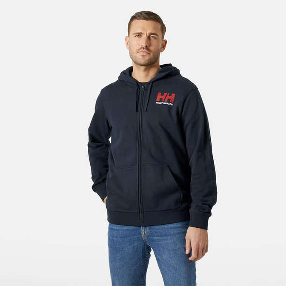 Helly Hansen Felpa Logo con Zip e Cappuccio - Navy