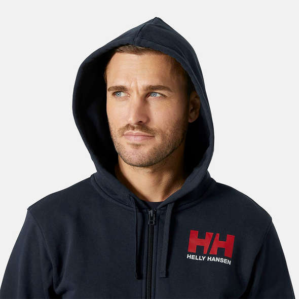 Helly Hansen Felpa Logo con Zip e Cappuccio - Navy
