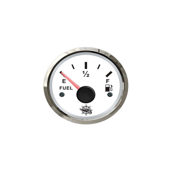 Indicatore Carburante 10-180 ohm 12/24V. Bianco/Lunetta Lucida