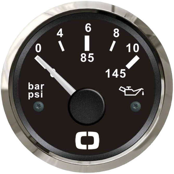 Indicatore pressione olio 0/10 bar - Nero/Lunetta Lucida