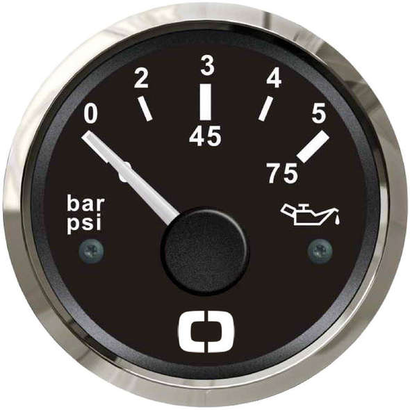 Indicatore pressione olio 0/5 bar - Nero/Lunetta Lucida