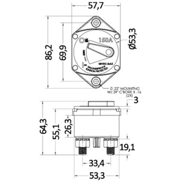 Interruttore termico da incasso USA 100 A