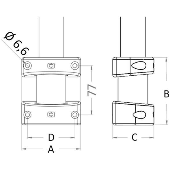 Kit boccole per fissaggio palo tendalino su parete