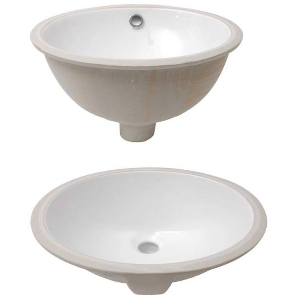 Lavello ovale in ceramica bianca sottopiano