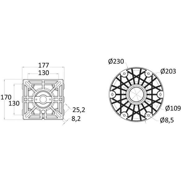 Oceansouth Supporto Sedile Waverider estraibile 310/390 mm