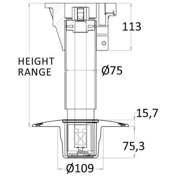 Oceansouth Supporto Sedile Waverider estraibile 520/650 mm