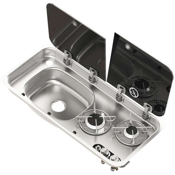 Piano Cottura con Lavello 2 fuochi lavello a SX