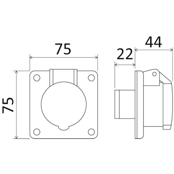 Presa ad incasso 12/24 V con morsetti a vite - 2 poli