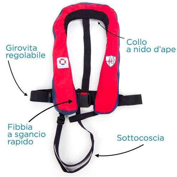 Salvagente Autogonfiabile Skipper 150N con Sottocoscia - Manuale