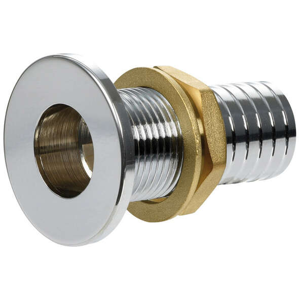 Scarico a Mare a filo in ottone cromato con portagomma - 3/4" x 24 mm