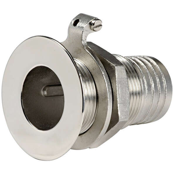 Scarico a Mare Inox con anello di massa e portagomma - 1"1/4 x 39 mm