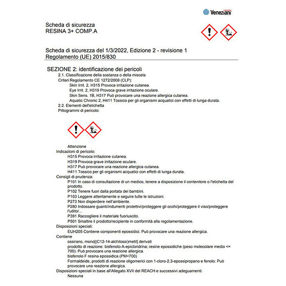 Sistema Epossidico Veneziani Wood Line Resina 3+ A+B lt 1,5