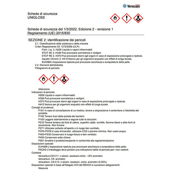 Smalto Veneziani Unigloss Grigio Nuvola 0,5 l.