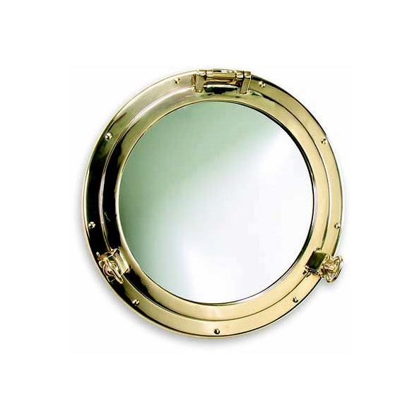 Specchio Oblò apribile in ottone lucido con  Ø125