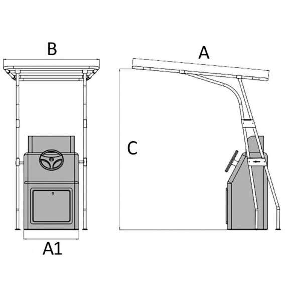 T-Top in lega leggera 1700x1200x2010 - Nero