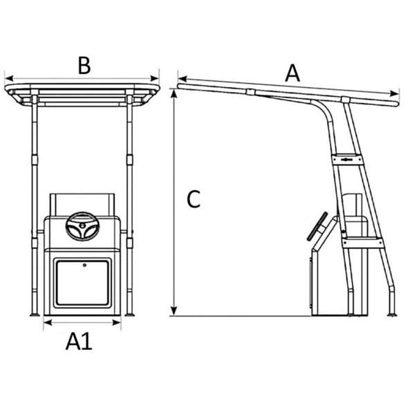 T-Top professionale in alluminio 2000x1600 - Nero